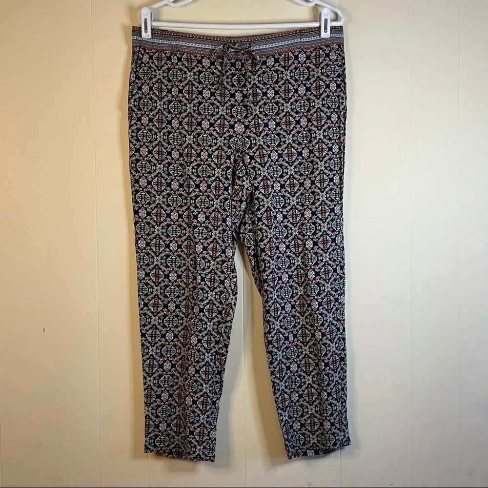 J. Jill Chic Drawstring Waist Geo Print Pants